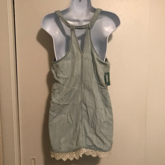 Maurices NWT Chambray Lace Halter Tank - Picture 3 of 6